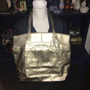 Coach Metallic Gold Leather Laura Tote